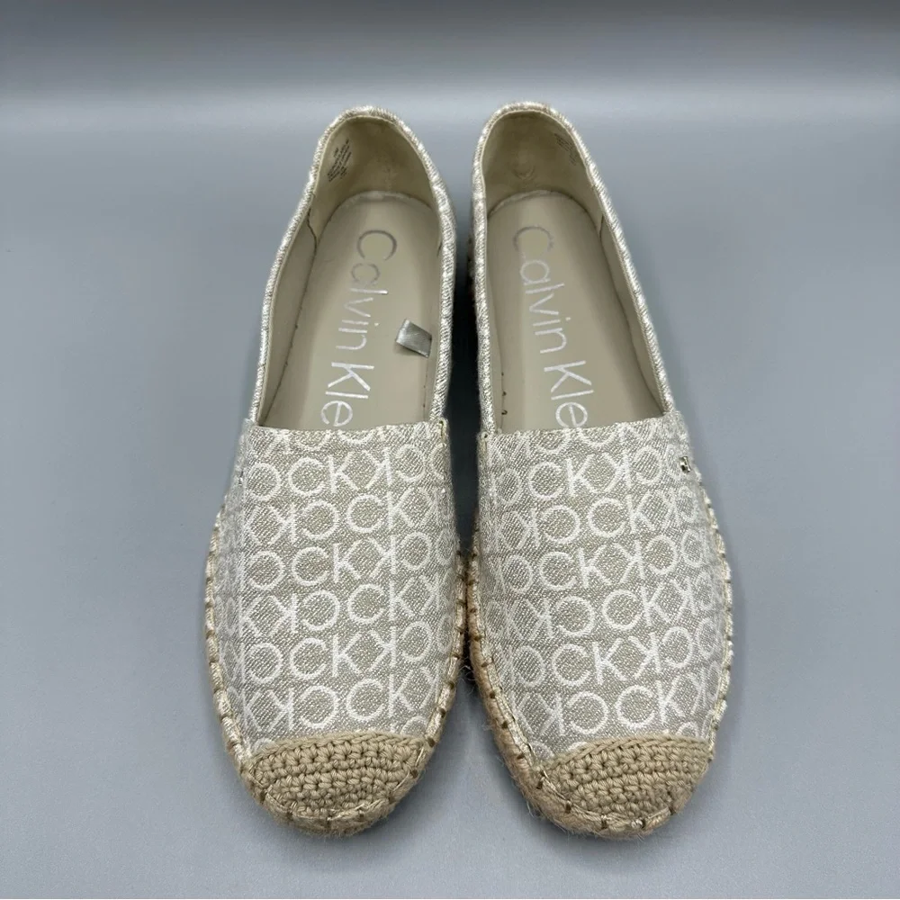 Calvin Klein Womens Flats Shoes Espadrille Monogram Signature Logo Size 10M